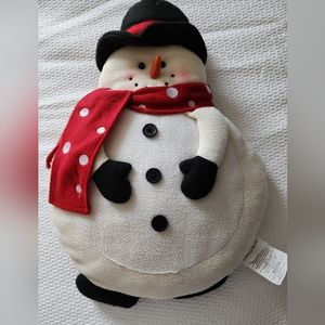 Snowman shaped decorative pillow
